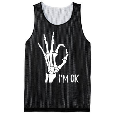 Ok Sign I'm Ok Skeleton Hand Halloween Costume Idea Mesh Reversible Basketball Jersey Tank