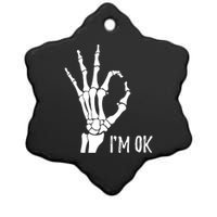 Ok Sign I'm Ok Skeleton Hand Halloween Costume Idea Ceramic Star Ornament