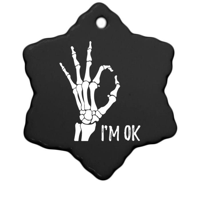 Ok Sign I'm Ok Skeleton Hand Halloween Costume Idea Ceramic Star Ornament