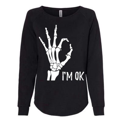 Ok Sign I'm Ok Skeleton Hand Halloween Costume Idea Womens California Wash Sweatshirt