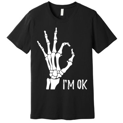 Ok Sign I'm Ok Skeleton Hand Halloween Costume Idea Premium T-Shirt