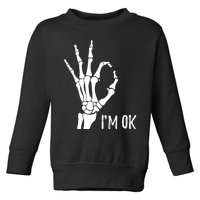 Ok Sign I'm Ok Skeleton Hand Halloween Costume Idea Toddler Sweatshirt