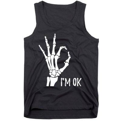 Ok Sign I'm Ok Skeleton Hand Halloween Costume Idea Tank Top