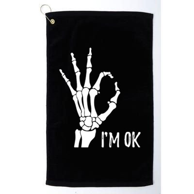 Ok Sign I'm Ok Skeleton Hand Halloween Costume Idea Platinum Collection Golf Towel