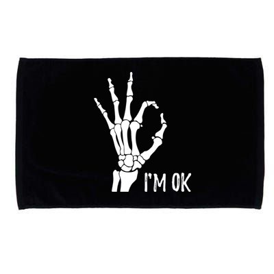 Ok Sign I'm Ok Skeleton Hand Halloween Costume Idea Microfiber Hand Towel