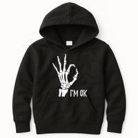 Ok Sign I'm Ok Skeleton Hand Halloween Costume Idea Kids Hoodie