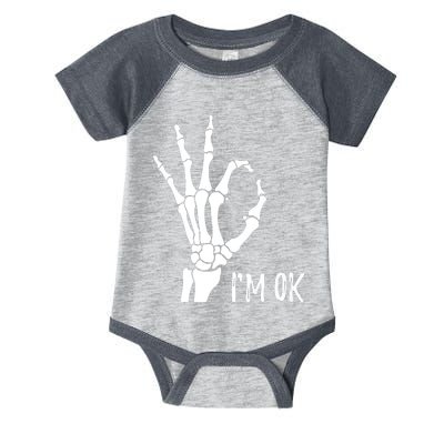 Ok Sign I'm Ok Skeleton Hand Halloween Costume Idea Infant Baby Jersey Bodysuit