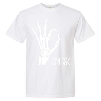 Ok Sign I'm Ok Skeleton Hand Halloween Costume Idea Garment-Dyed Heavyweight T-Shirt