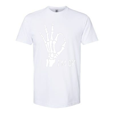 Ok Sign I'm Ok Skeleton Hand Halloween Costume Idea Softstyle CVC T-Shirt