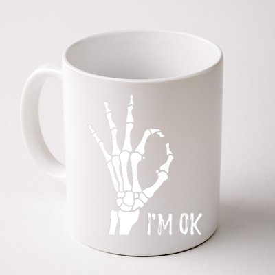 Ok Sign I'm Ok Skeleton Hand Halloween Costume Idea Coffee Mug