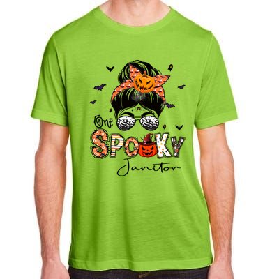 One Spooky Janitor Messy Bun Witch Pumpkin Halloween Cute Gift Adult ChromaSoft Performance T-Shirt