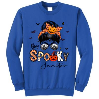 One Spooky Janitor Messy Bun Witch Pumpkin Halloween Cute Gift Sweatshirt