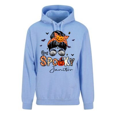 One Spooky Janitor Messy Bun Witch Pumpkin Halloween Cute Gift Unisex Surf Hoodie