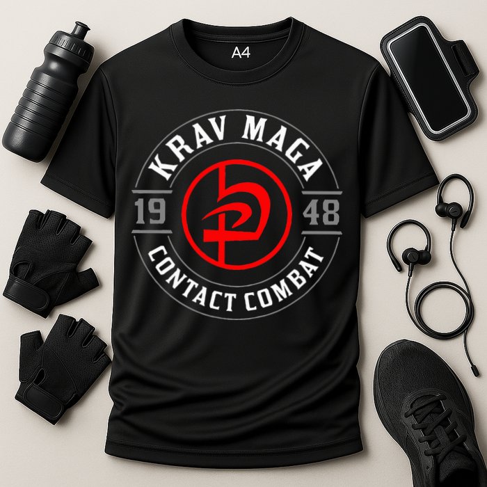 Old School Krav Maga Hebrew Symbol Logo Cooling Performance Crew T-Shirt