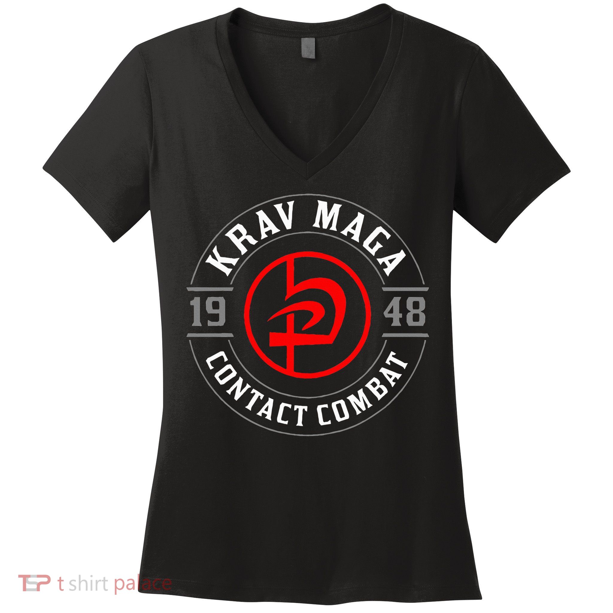 Old School Krav Maga Hebrew Symbol Logo Women's V-Neck T-Shirt