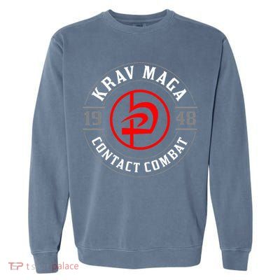 Old School Krav Maga Hebrew Symbol Logo Garment-Dyed Sweatshirt
