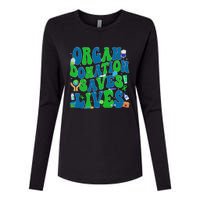 Organ Saves Lives National Donate Life Awareness Womens Cotton Relaxed Long Sleeve T-Shirt