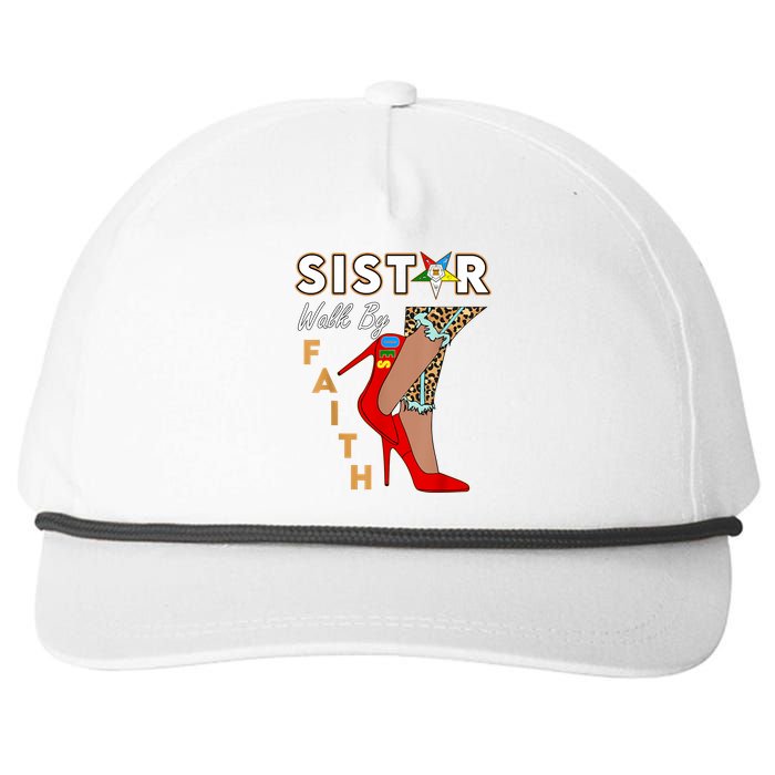 OES Sistar Leopard Walk By Faith Order Of The Eastern Star Snapback Five-Panel Rope Hat