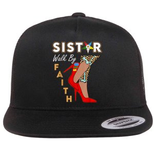 OES Sistar Leopard Walk By Faith Order Of The Eastern Star Flat Bill Trucker Hat