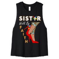 OES Sistar Leopard Walk By Faith Order Of The Eastern Star Women's Racerback Cropped Tank