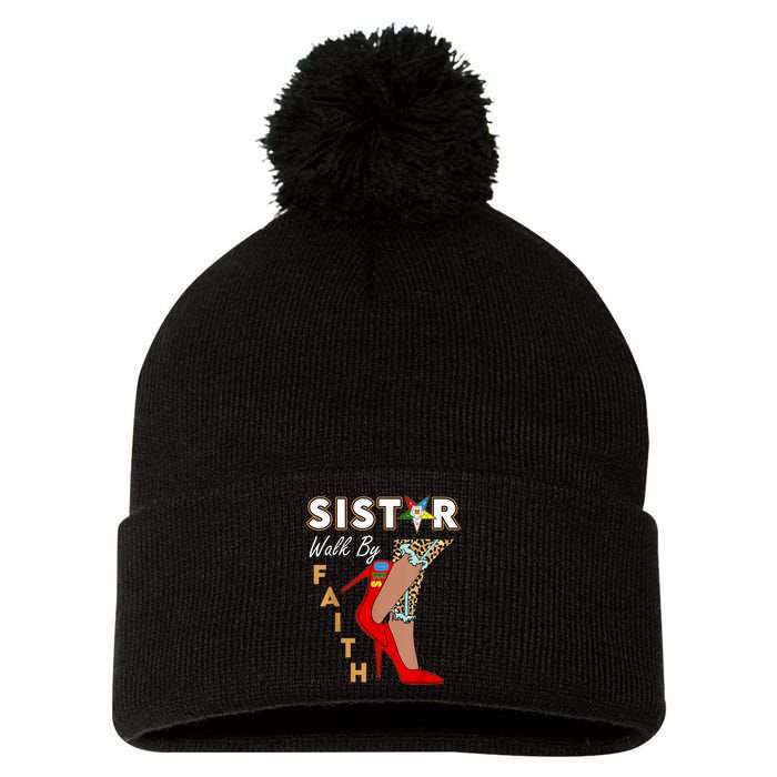 OES Sistar Leopard Walk By Faith Order Of The Eastern Star Pom Pom 12in Knit Beanie