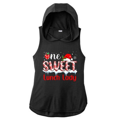 One Sweet Lunch Lady Christmas Candy Cane Santa Ladies PosiCharge Tri-Blend Wicking Draft Hoodie Tank