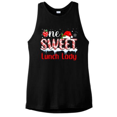 One Sweet Lunch Lady Christmas Candy Cane Santa Ladies PosiCharge Tri-Blend Wicking Tank