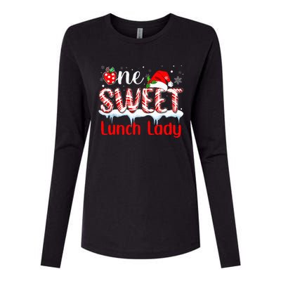 One Sweet Lunch Lady Christmas Candy Cane Santa Womens Cotton Relaxed Long Sleeve T-Shirt