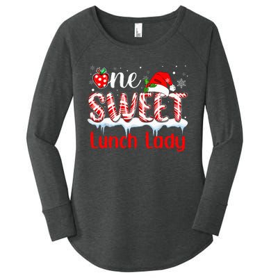 One Sweet Lunch Lady Christmas Candy Cane Santa Women's Perfect Tri Tunic Long Sleeve Shirt