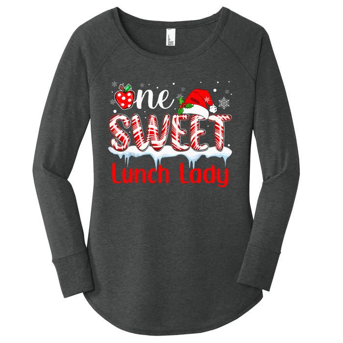 One Sweet Lunch Lady Christmas Candy Cane Santa Women's Perfect Tri Tunic Long Sleeve Shirt