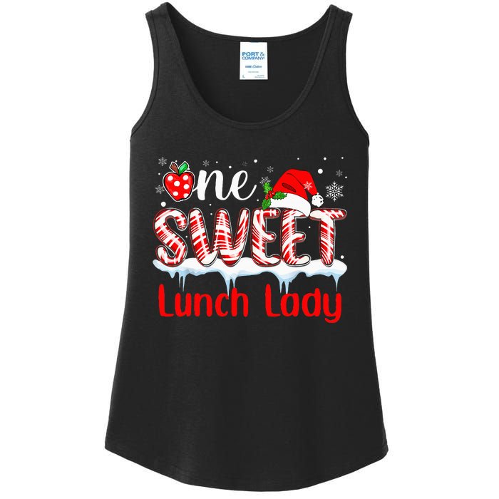 One Sweet Lunch Lady Christmas Candy Cane Santa Ladies Essential Tank