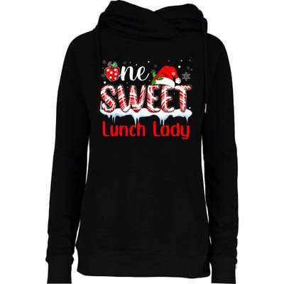 One Sweet Lunch Lady Christmas Candy Cane Santa Womens Funnel Neck Pullover Hood