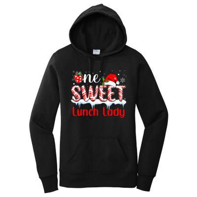 One Sweet Lunch Lady Christmas Candy Cane Santa Women's Pullover Hoodie