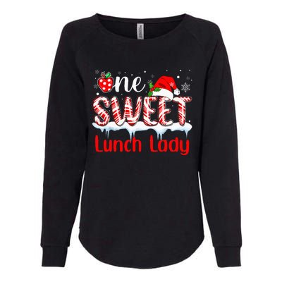 One Sweet Lunch Lady Christmas Candy Cane Santa Womens California Wash Sweatshirt