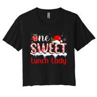 One Sweet Lunch Lady Christmas Candy Cane Santa Women's Crop Top Tee