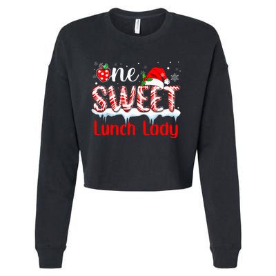 One Sweet Lunch Lady Christmas Candy Cane Santa Cropped Pullover Crew