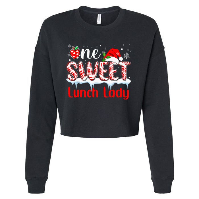 One Sweet Lunch Lady Christmas Candy Cane Santa Cropped Pullover Crew