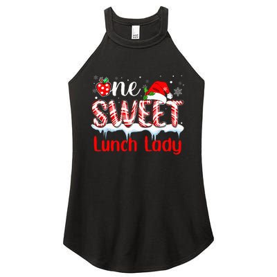 One Sweet Lunch Lady Christmas Candy Cane Santa Women's Perfect Tri Rocker Tank