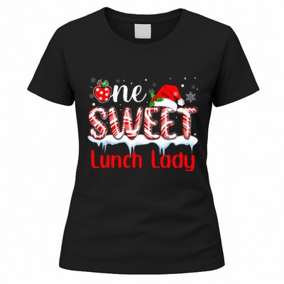 One Sweet Lunch Lady Christmas Candy Cane Santa Women's T-Shirt