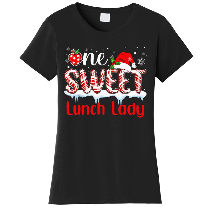 One Sweet Lunch Lady Christmas Candy Cane Santa Women's T-Shirt