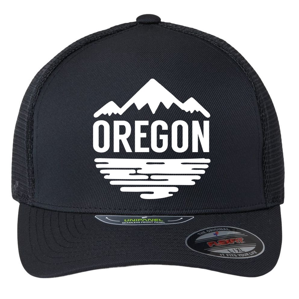 Oregon Simple Logo Flexfit Unipanel Trucker Cap