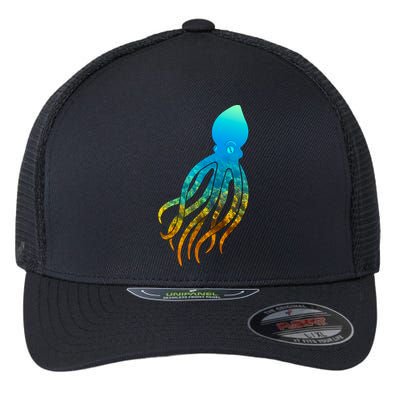Octopus Squid Lovers Silhouette Earth Day And Ocean Week Gift Flexfit Unipanel Trucker Cap
