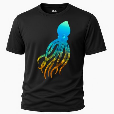 Octopus Squid Lovers Silhouette Earth Day And Ocean Week Gift Cooling Performance Crew T-Shirt