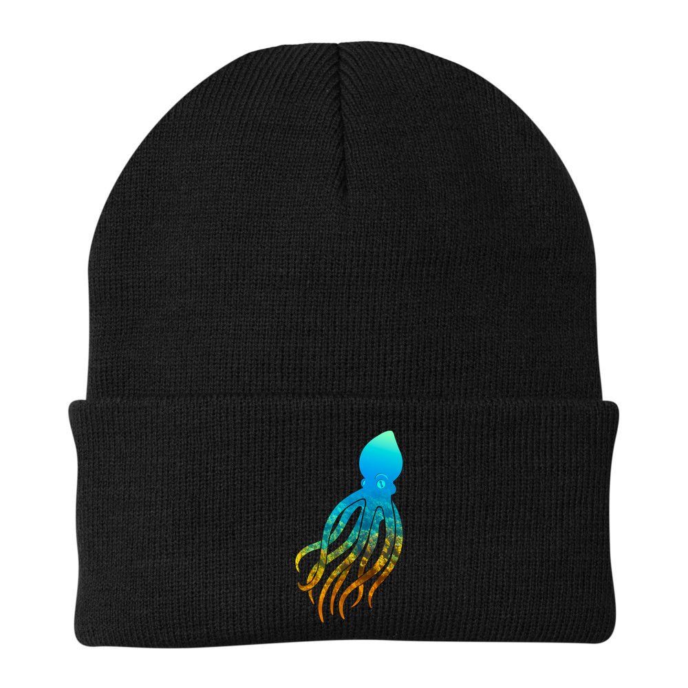 Octopus Squid Lovers Silhouette Earth Day And Ocean Week Gift Beanie
