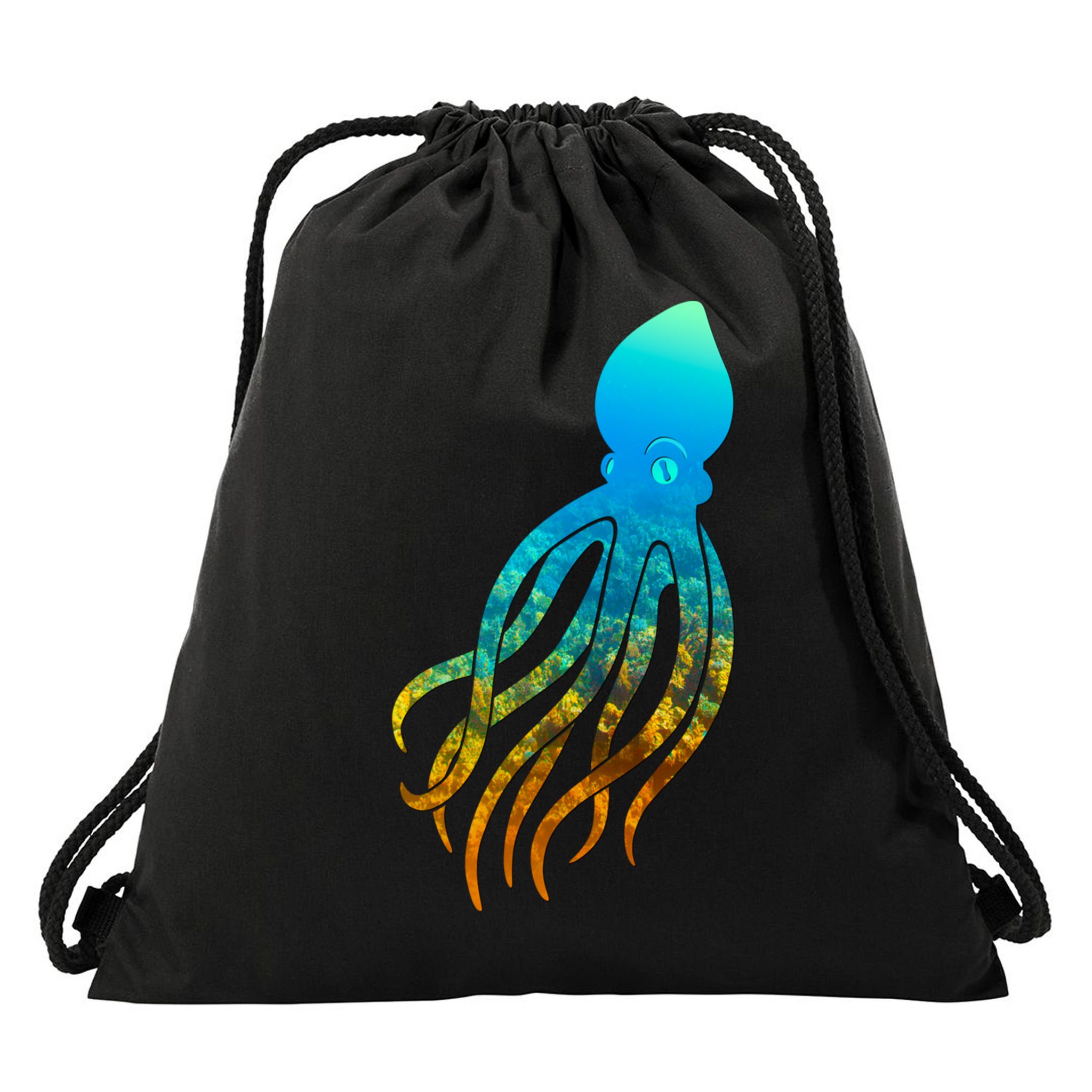 Octopus Squid Lovers Silhouette Earth Day And Ocean Week Gift Drawstring Bag