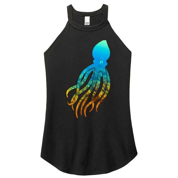 Octopus Squid Lovers Silhouette Earth Day And Ocean Week Gift Women's Perfect Tri Rocker Tank
