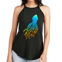 Octopus Squid Lovers Silhouette Earth Day And Ocean Week Gift Women's Perfect Tri Rocker Tank
