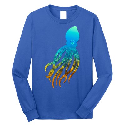Octopus Squid Lovers Silhouette Earth Day And Ocean Week Gift Long Sleeve Shirt
