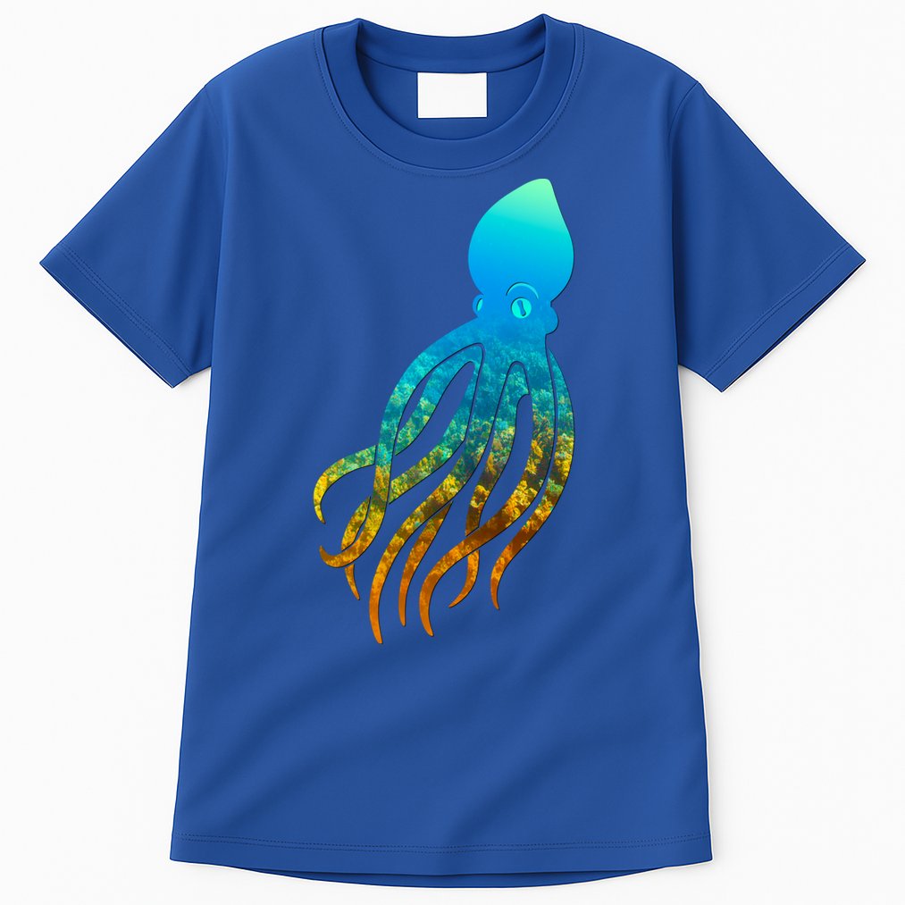 Octopus Squid Lovers Silhouette Earth Day And Ocean Week Gift Tall T-Shirt