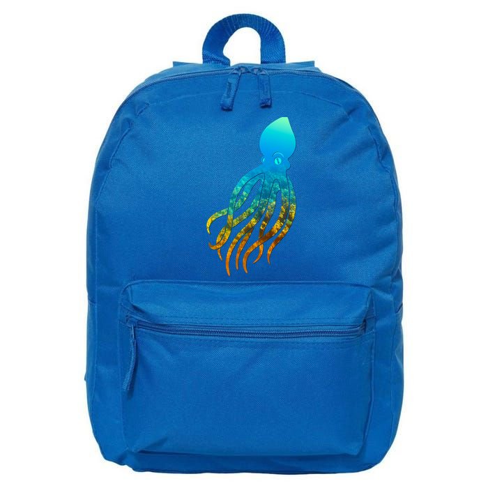 Octopus Squid Lovers Silhouette Earth Day And Ocean Week Gift 16 in Basic Backpack